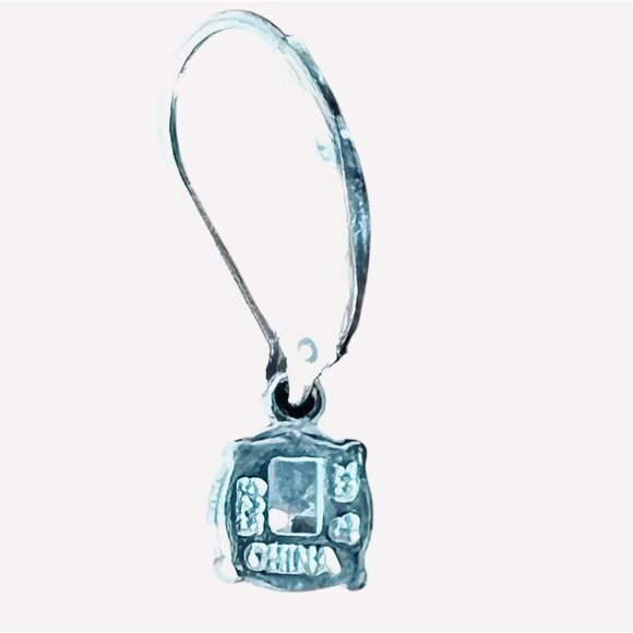 925 Sterling Silver Drop Earrings With Round-Cut CZ Stones & Lever Back Closure - Picture 8 of 10